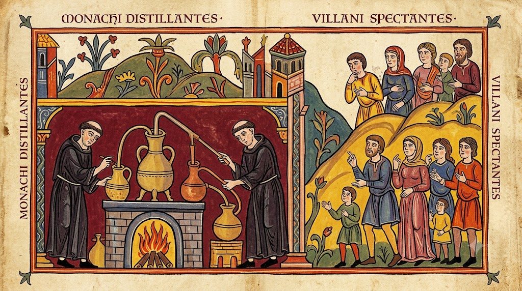 Monjes y alquitara