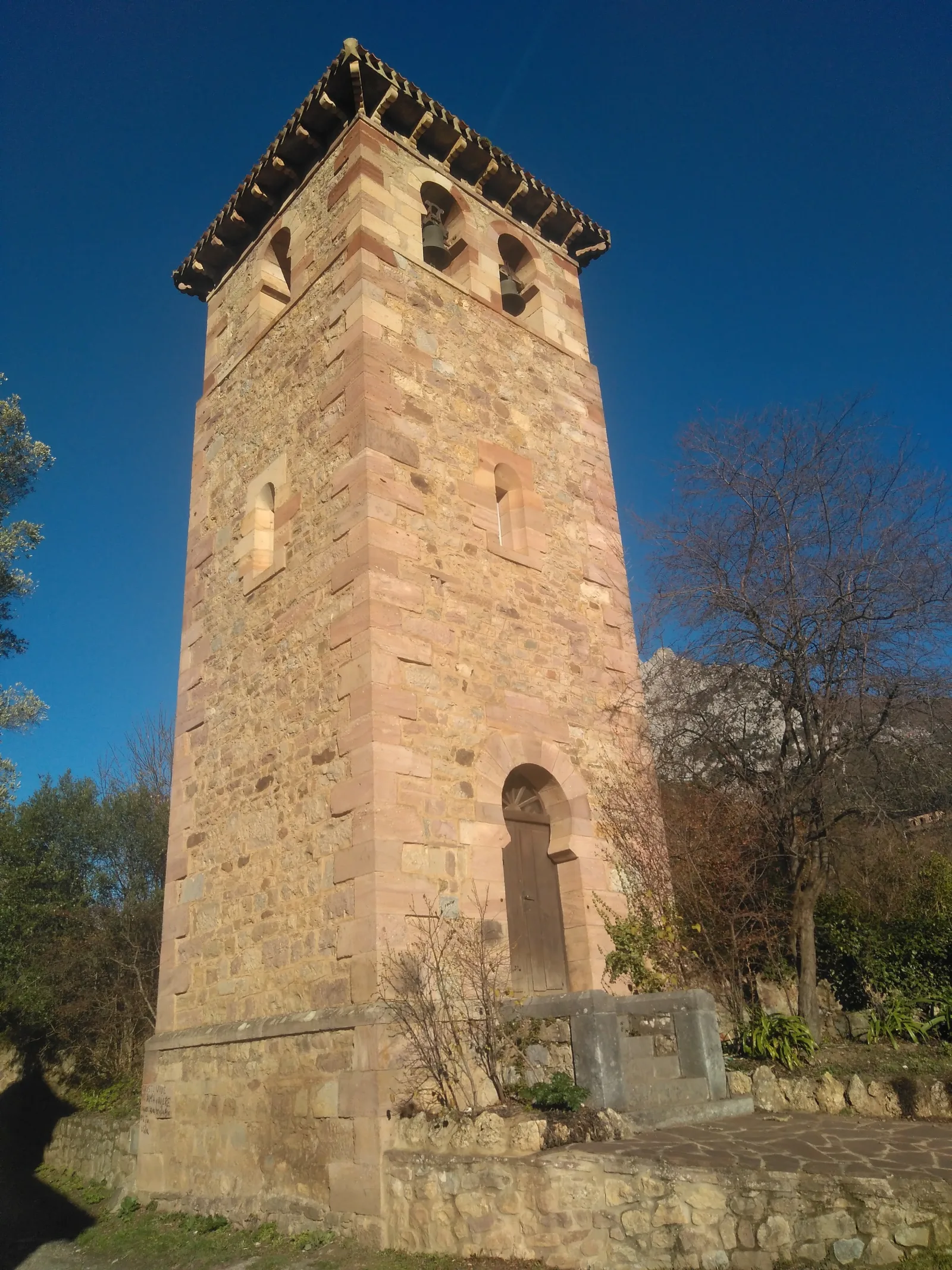 Torre lateral y vegetación